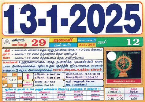 Nalla Neram Today in Tamil Calendar 2025 .